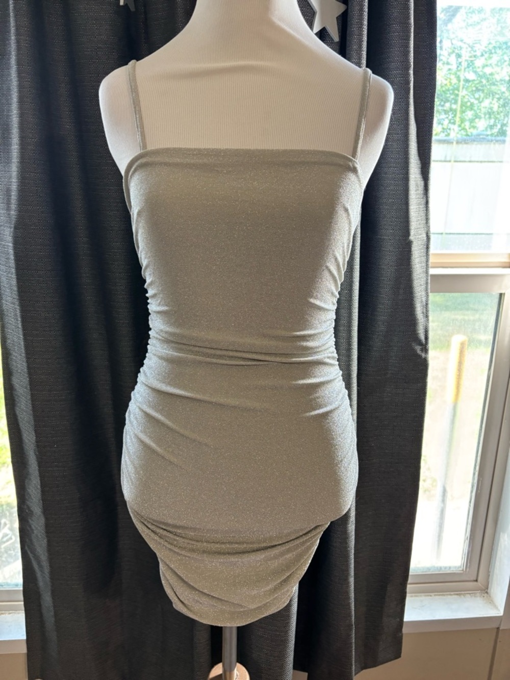 Forever 21 Cream Shimmery Spaghetti Strap Dress